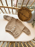 Brown 0-3m handknitted cardigan