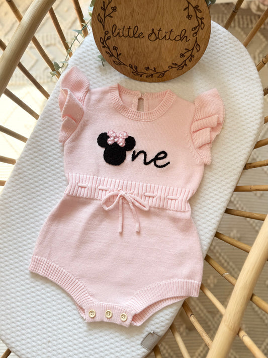 Minnie Mouse theme romper - 12-18m