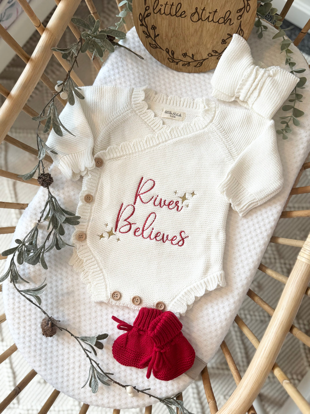 Christmas Believes scallop romper.