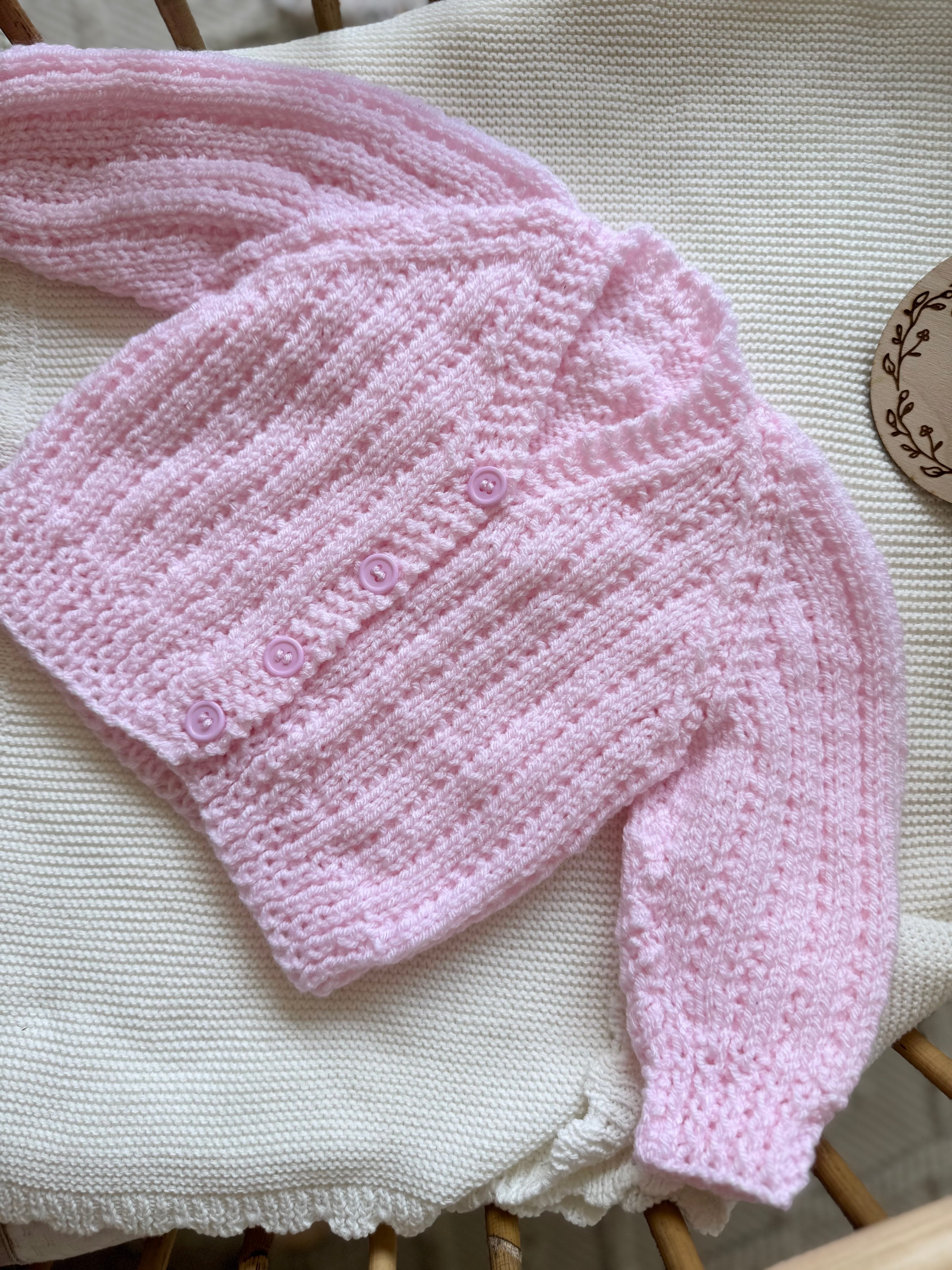 Pink 6-12m handknitted cardigan