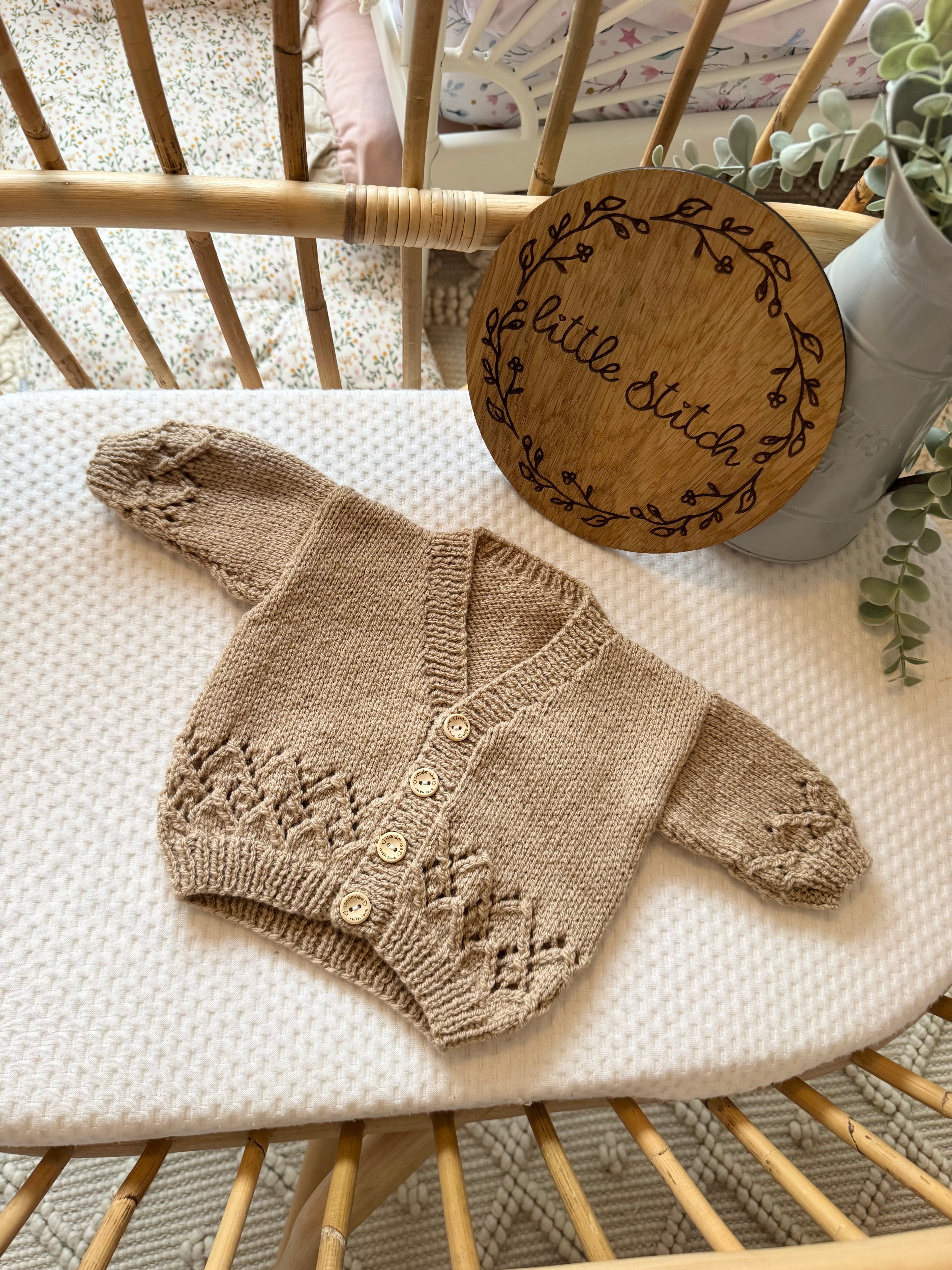 Brown 0-3m handknitted cardigan