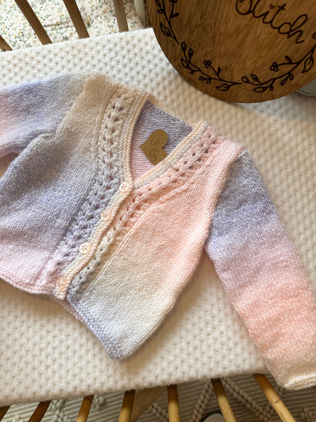 Pastel mix 3-6m handknitted cardigan