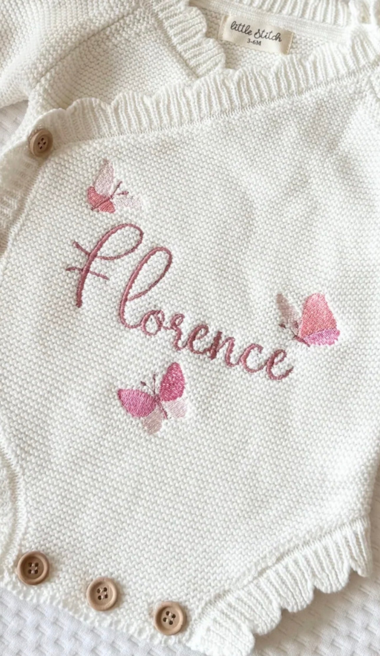 Name and butterfly design wrap over romper