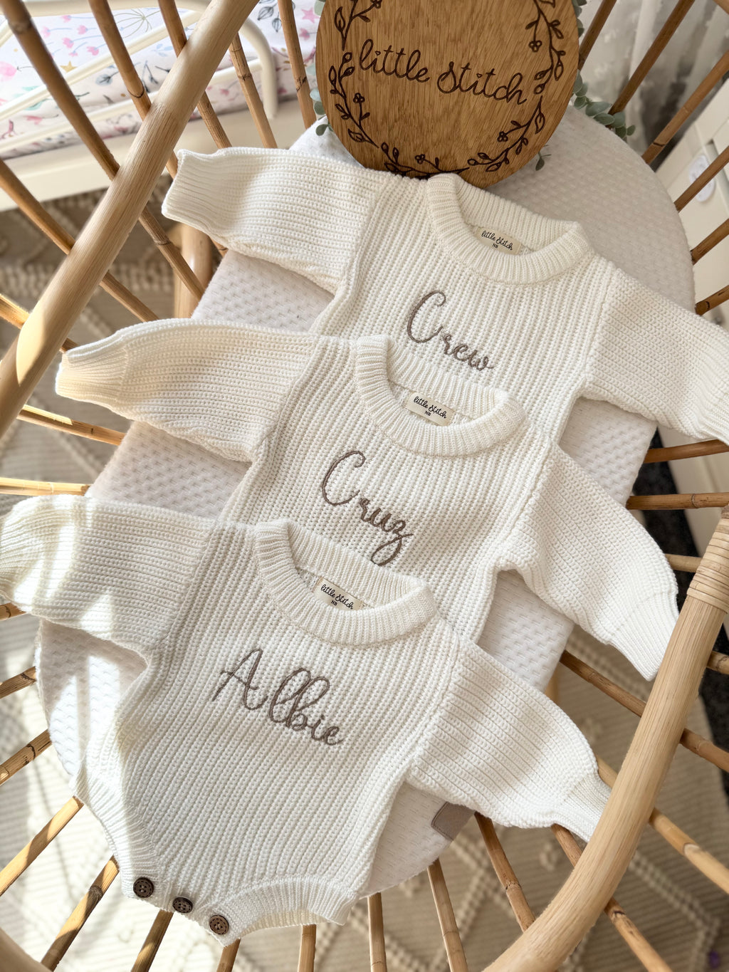 Newborn knitted romper - plain name