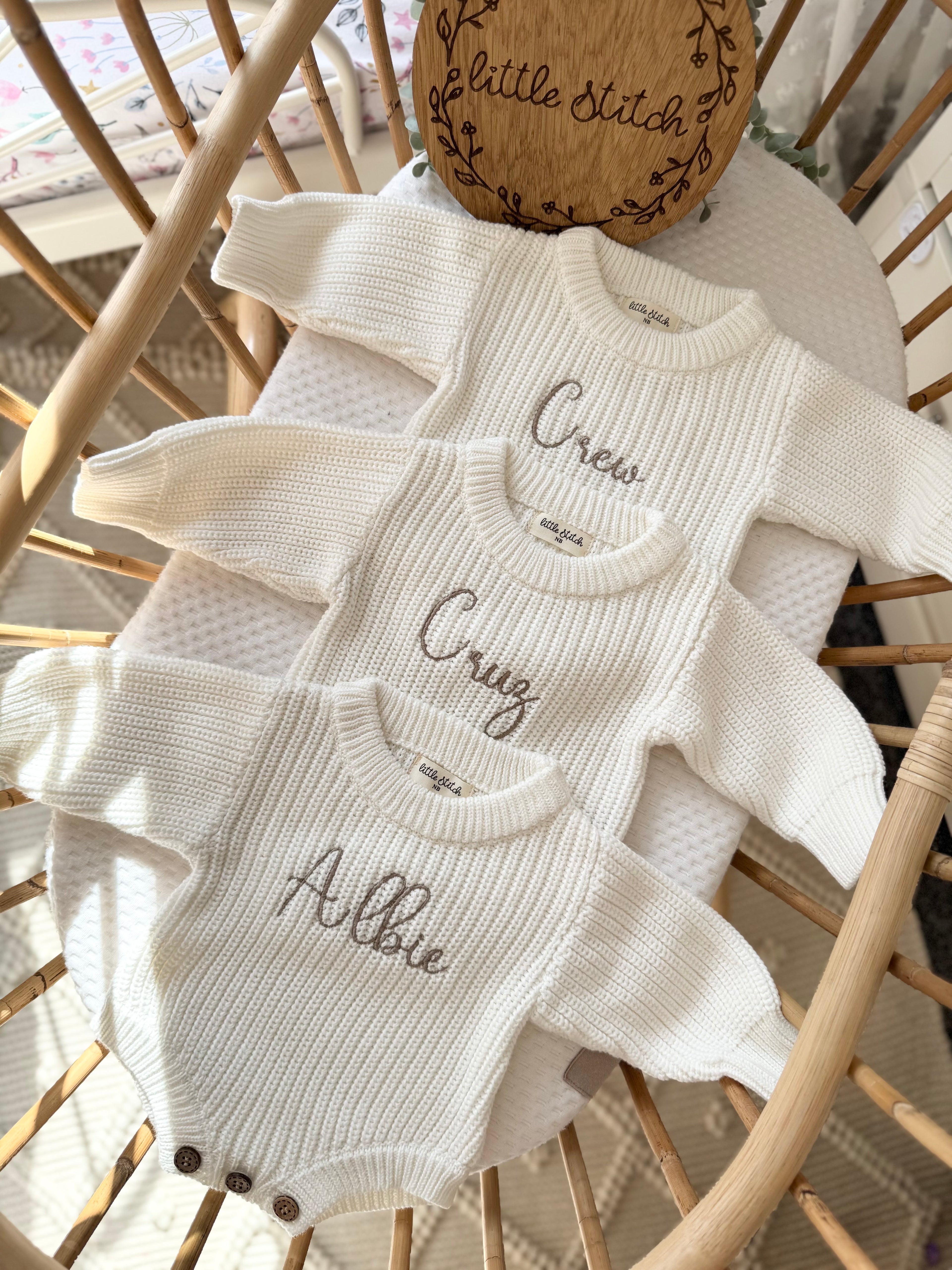 Newborn knitted romper - plain name