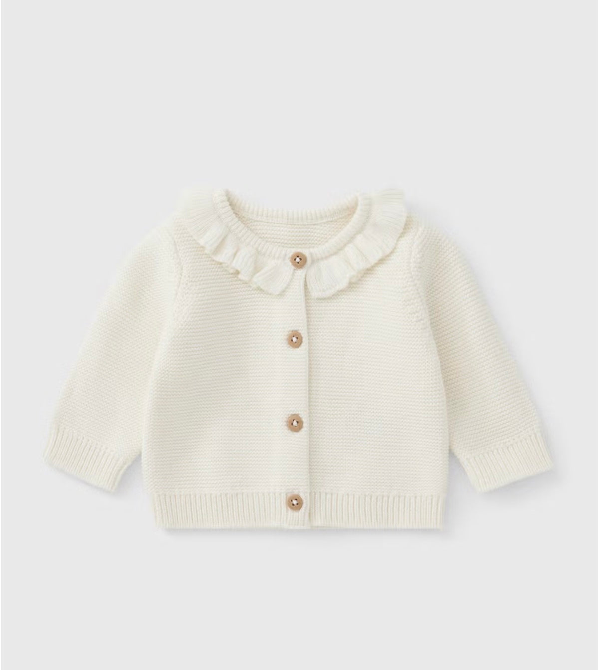 Cream frilly cardigan - name and bow design