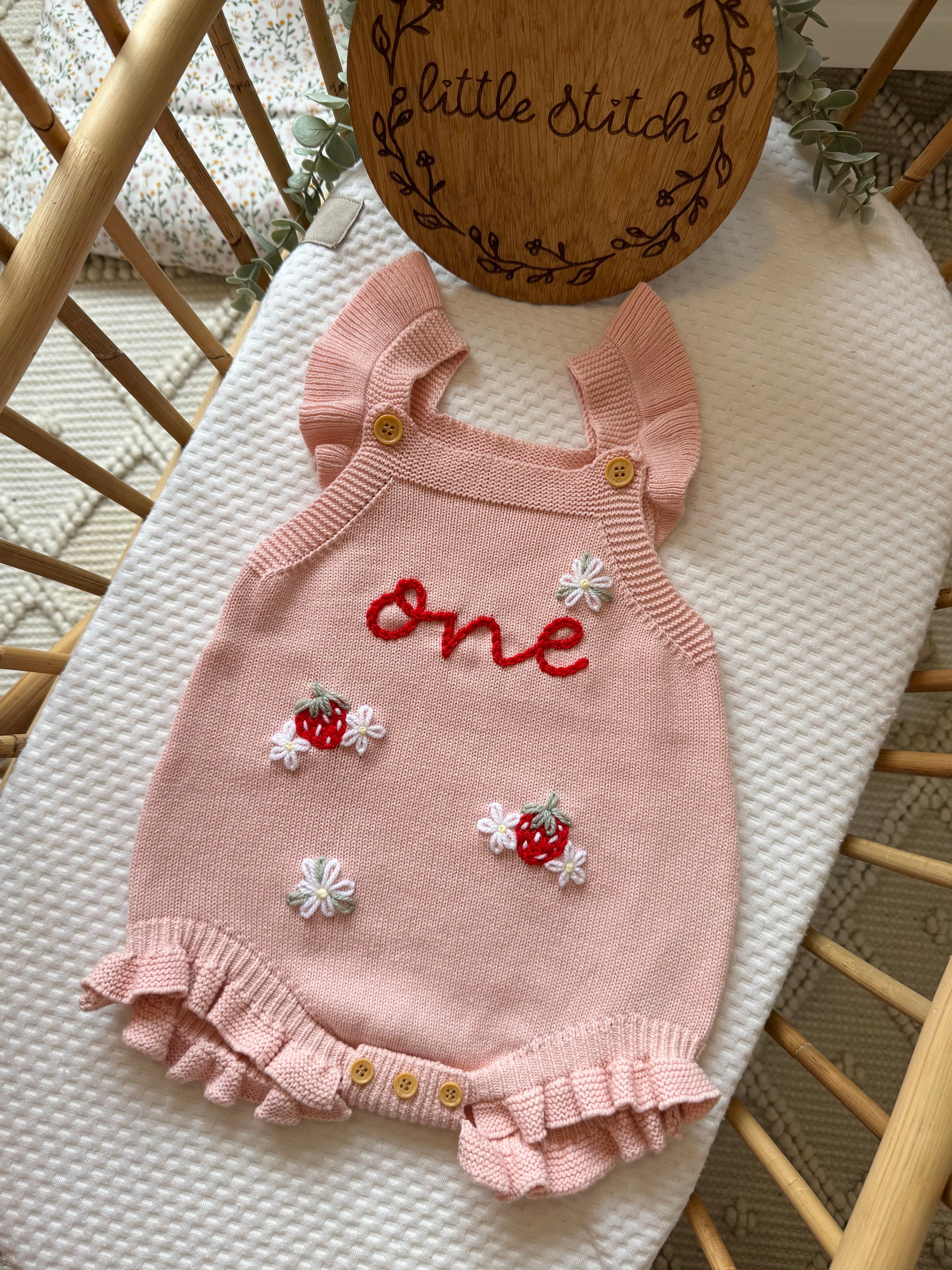 Strawberry romper 9-12m