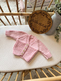 Pink newborn handknitted cardigan