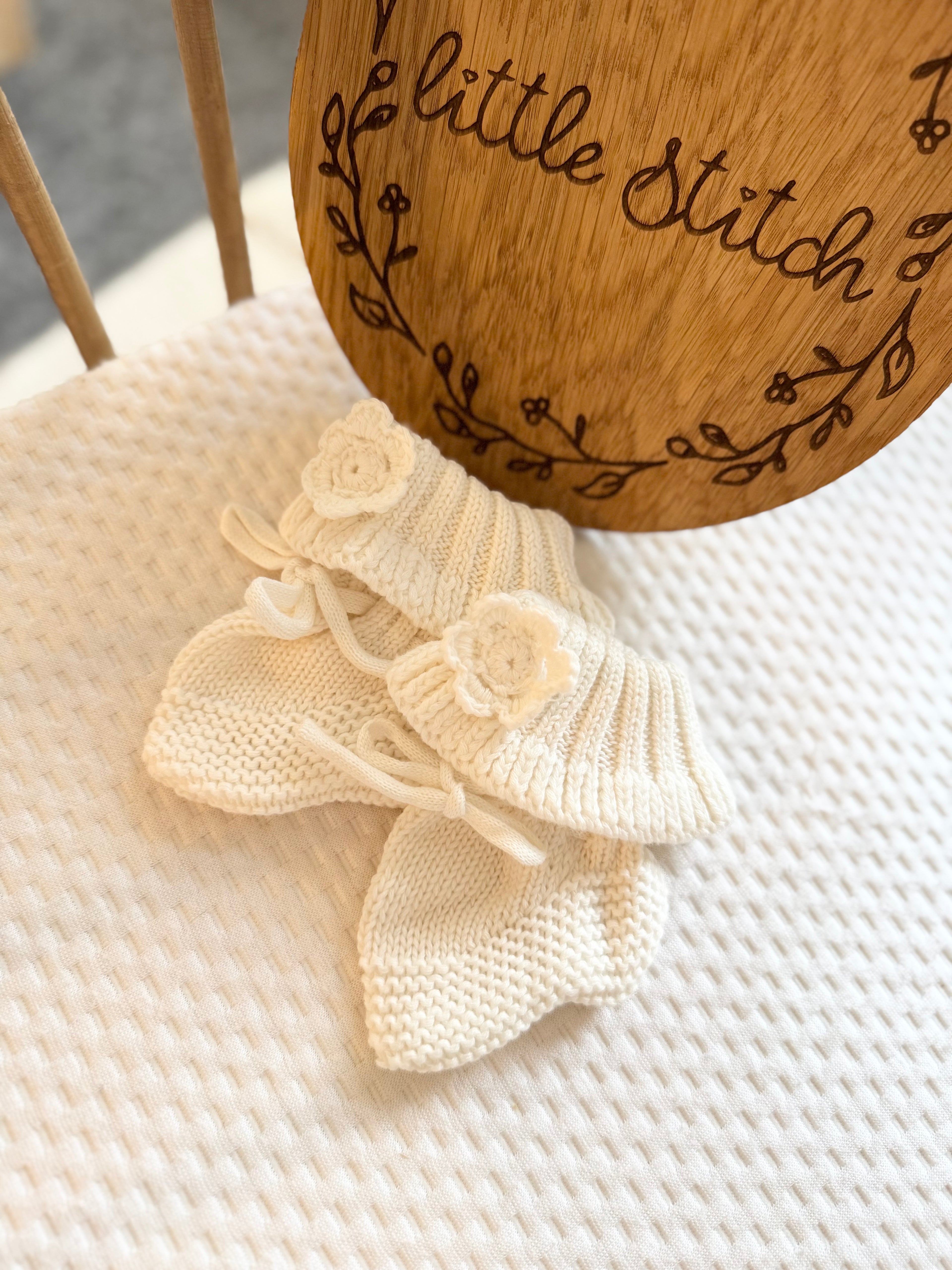 White floral booties